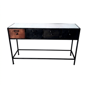 Muebles de Salón de Estilo Industrial Vintage, Mesa Consola de Metal con 4 Cajones y Superficie Metálica para Apartamento - Product Image 1