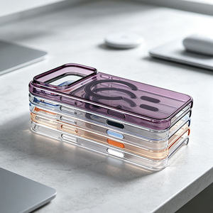 Coque de téléphone portable magnétique transparente anti-jaunissement B537 pour iPhone 18, coque arrière transparente antichoc avec logo - Product Image 3