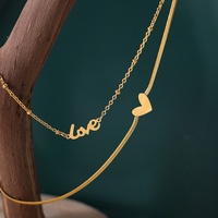 Bijou de pied haut de gamme d'été, style populaire des influenceurs en ligne, pendentif double couche en acier titane en forme de cœur et de lettre, pour la cheville