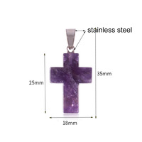 Pendentif Croix en Pierre Naturelle, Collier en Pierre de Quartz Rose Couleurs Mixtes, Bijoux en Pierres Précieuses