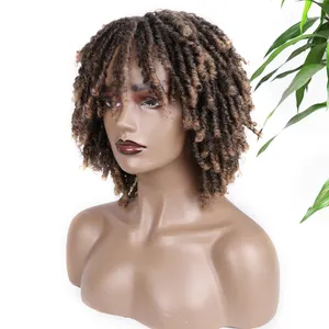 Bán Buôn 12 "Chất Lượng Braid Nhà Cung Cấp Màu Ngắn Afro Kinky Xoăn Tóc Giả Giá Rẻ Chịu Nhiệt Tổng Hợp Tóc Ombre Nữ Thần Tóc Giả