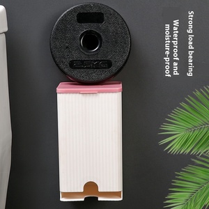 Boîte de rangement murale pour tampons, sans marquage ni perçage, anti-poussière, avec couvercle pour salle de bain, pour serviettes hygiéniques et mouchoirs - Product Image 4