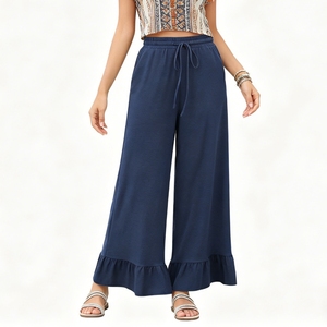 <span class=keywords><strong>Pantaloni</strong></span> Palazzo da <span class=keywords><strong>Donna</strong></span> a Vita Elastica <span class=keywords><strong>con</strong></span> Orlo a Balze, Gamba Larga, Casual, <span class=keywords><strong>con</strong></span> Tasche, Cropped, Sehe Fashion - Product Image 6