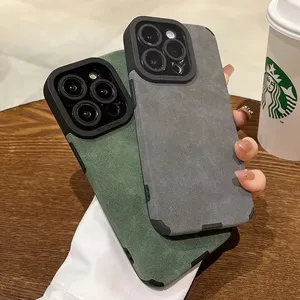 Fashion Matte Leather Silicone <strong>Case</strong> for iPhone 16 <strong>Pro</strong> <strong>Max</strong> <strong>13</strong> 12 Mini 11 14 15 Plus XR X XS Lens Protection Shockproof Cover - Product Image 1