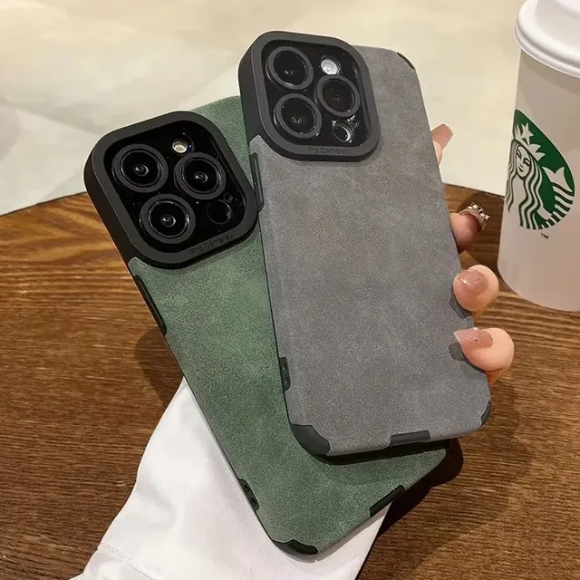 Fashion Matte Leather Silicone Case for iPhone 16 Pro Max 13 12 Mini 11 14 15 Plus XR X XS Lens Protection Shockproof Cover