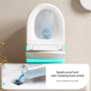 WC intelligent mural à activation au pied avec projection holographique et bidet intégré, siphon en P, WC intelligent automatique suspendu au mur - Product Image 5