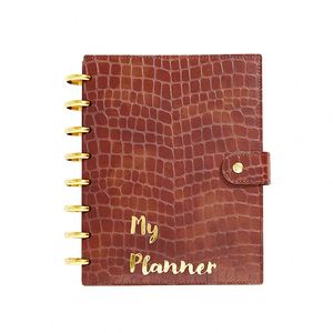 2024 personnalisé A5 demi-lettre <span class=keywords><strong>8</strong></span> disque cahier journal Journal planificateur Agenda dur Pu Croc cuir conseil couverture - Product Image 2