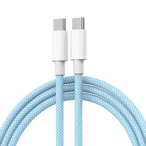 2023 новый цветной кабель Macaron USB C на USB C зарядный кабель 60 Вт с быстрой зарядкой плетеный кабель длинный тип C зарядный шнур