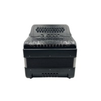 Accordéon professionnel JB3412E, 34 boutons, 12 basses, corps noir mat, grille noire, boutons et registres noirs