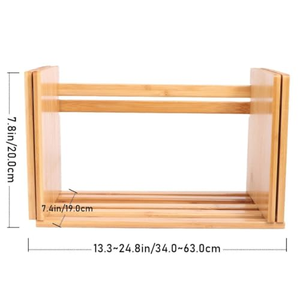 Porte-livres télescopique réglable en bambou, support de livres en bois, organiseur de magazines et de carnets, organisateur de bureau pour salon et bureau - Product Image 2