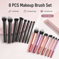 Ensemble de pinceaux de maquillage portables de voyage 8 pièces en poils synthétiques doux pour le visage et les yeux, outils de beauté personnalisés OEM
