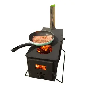 Hornillo portátil ligero para acampar, cocina de barbacoa y carbón