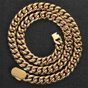 Cadena Cubana de Acero Inoxidable con Hebilla de Resorte de un Solo Lado, Collar y Pulsera de Oro de 18K para Hombre, Estilo Hip Hop - Product Image 6