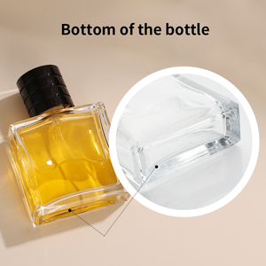 Curved Square Clear Luxury Glass Unique Refillable 50ml 100ml Empty Perfume Bottle with Tiered Black Cap Pump Sprayer - Product Image 4