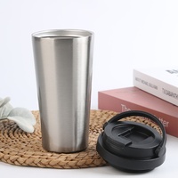 Mug isotherme en acier inoxydable de 16 oz avec poignée et couvercle