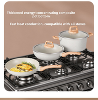Ensemble de 17 ustensiles de cuisine antiadhésifs en aluminium moulé sous pression, aspect léger, avec wok, poêle à frire, revêtement granit, base multicouche et couvercles en verre