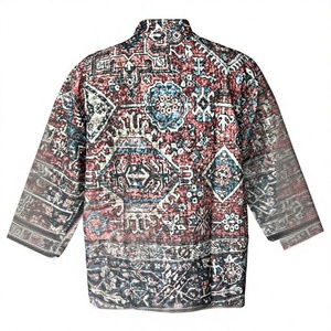 Veste longue à imprimé ethnique vintage |   Cardigan ouvert sur le devant à motif aztèque bohème |   Vêtements décontractés printemps/automne ODM en coton respirant - Product Image 1