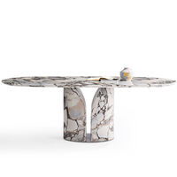Vente en gros de table ovale moderne de qualité supérieure Table de salon décontractée Table de salle à manger tendance en marbre