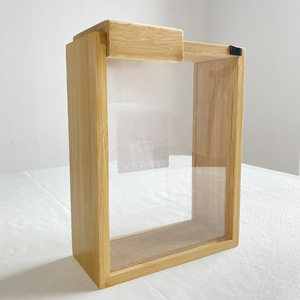 <b>Bamboo</b> Wood Storage Box Rectangle Wooden Lid Beans <b>Container</b> Kitchen Food Organizer Solid Color Modern Minimalist Design - Product Image 3
