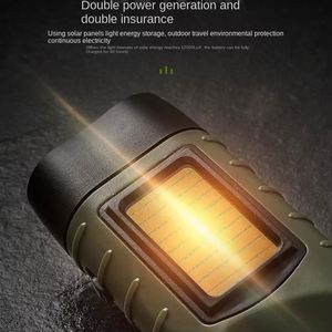 AMPMOUTDOOR Solar-powered Hand-crank Multi-function Camping Emergency <b>LED</b> <b>Flashlight</b> with ABS Plastic Outdoor Lighting - Product Image 3