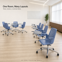 Chaises de formation personnalisées pour salle de classe avec tablette d'écriture et roulettes pivotantes à 360 degrés