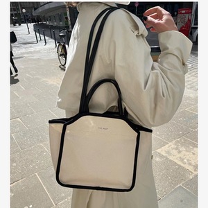 Grand sac en coton à poche intérieure, sac fourre-tout de plage, de shopping, avec poignée en cuir, simple, durable, vente en gros, collection - Product Image 1