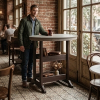 Table de bistrot moderne pliable en HDPE, bicolore, ronde, haute, pour usage hospitalier et terrasse, avec garantie de 5 ans