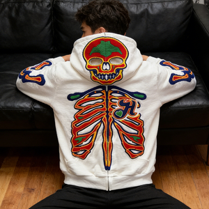 YSJY OEM Streetwear Custom 100% Cotton Oversized Heavyweight Thick French Terry Y2K Full Face Zip up Puff Printed Hoodie for Men - Product Image 4