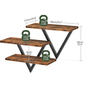 Set di Mensole Galleggianti a Doppio Livello in Acciaio <span class=keywords><strong>e</strong></span> Legno, Montaggio a Parete, Decorazione Fai-da-Te per Soggiorno, Camera da Letto, Bagno - Product Image 2