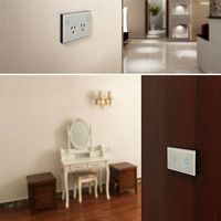 Enchufe inteligente australiano Tuya 15A, diseño de enchufe dual, configuración de aplicación, encendido/apagado, luz de fondo, tira de alimentación de vidrio templado