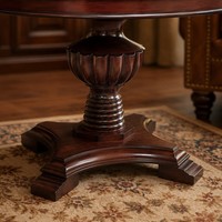 Table basse ronde américaine de luxe en bois massif pour salon, table d'appoint élégante, en stock