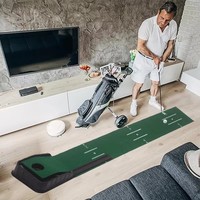 Tapis d'entraînement de golf mini-format à trou unique avec impression, en polyester, pour la pratique intérieure du putting