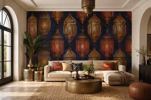 Murale murale marocaine personnalisée en usine OEM. Carreaux Zellige, Arabesque, Motifs géométriques. Imperméable et autocollant - Product Image 5