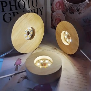 Crystal ball with lamp base round crystal aromatherapy stone luminous wooden lamp holder solid <b>wood</b> luminous night light base - Product Image 4