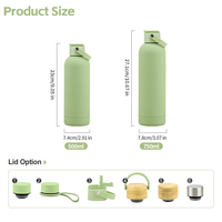 Bouteille d'eau personnalisée à double paroi isotherme, gourde en acier inoxydable pour enfants, 750 ml