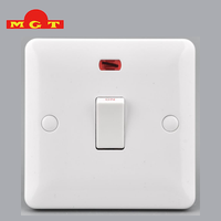 Interrupteur de commande bipolaire 20A personnalisé OEM avec indicateur néon, pour chauffe-eau, panneau ignifuge, interrupteurs muraux