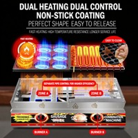 Grill combiné à gaz de table en acier inoxydable à 8 tubes pour saucisses et burgers, rôtissoire commerciale pour hot-dogs croustillants pour cuisine de rue