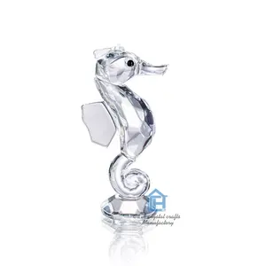 Crystal Glass Hippocampus Animal Figurines Glass Seahorse Miniature Hand Blown Modern Craft Home Decor Kids Present