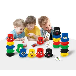 4 Kinder Kunststoff klassische Brettspiel Farbe Match Hut Form Geschwindigkeit Stapel Tasse für 2-3 Spieler