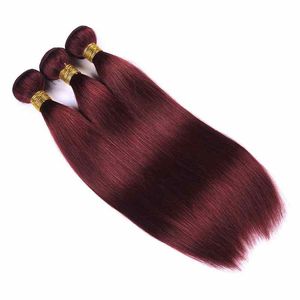 Colore 99j Rosso Estensioni Dei <span class=keywords><strong>Capelli</strong></span> Dritti Tessuto Dei <span class=keywords><strong>Capelli</strong></span> Umani Brasiliani 3 Bundles Rosso di Rame - Product Image 2