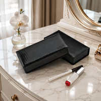 Boîte cadeau en cuir PU personnalisée avec fermeture magnétique, logo estampé à chaud, miroir intégré, emballage de luxe pour cosmétiques et parfums