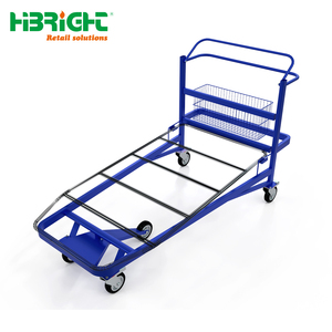 Heavy Duty Supermarket Stock Picking <b>Trolley</b> Steel <b>Platform</b> Hand Truck with Industrial Casters for Warehouse Logistics - Product Image 1
