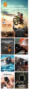 Reloj Inteligente Deportivo para Hombre OEM 2025 Trend New YK12, Cuadrado, con Calendario, 1000mAh, Linterna de Larga Duración, Monitor de Ritmo Cardíaco, Resistente al Agua IP68 - Product Image 2