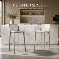 Tabouret de bar moderne, tabouret de comptoir, chaise de bar rembourrée en cuir PU avec repose-pieds en métal, structure en acier carbone pour îlot de cuisine