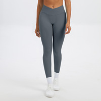 Pantalon de yoga sans couture à taille croisée pour femme, legging de sport long pour le fitness, effet push-up et contrôle du ventre, idéal pour le cyclisme et la course à pied