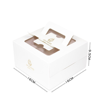 Boîte d'emballage pour pâtisserie 16*16*9.5CM, mini boîte à mousse, boîte à gâteau portable, boîte à quatre fromages avec fond