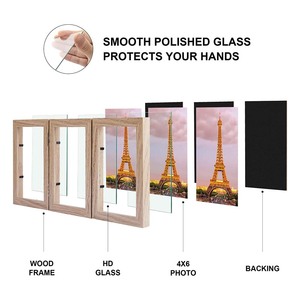 Khung Ảnh Ghép 4X6 Với <span class=keywords><strong>3</strong></span> Lỗ, Khung Ảnh Gia Đình Có Bản Lề Gấp Ba Với Kính Thật Để Trưng Bày Mặt Bàn - Product Image 3