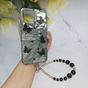 Custodia per Telefono <span class=keywords><strong>con</strong></span> Farfalla 3D Glitterata e Strass per <span class=keywords><strong>iPhone</strong></span> 16 15 14 13 12 <span class=keywords><strong>11</strong></span> Pro Max <span class=keywords><strong>con</strong></span> Braccialetto, <span class=keywords><strong>Cover</strong></span> Protettiva <span class=keywords><strong>Nera</strong></span> - Product Image 2