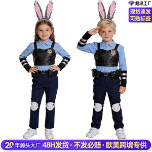 Costume d'agent de police lapin Judy pour enfants, tenue de cosplay de lapin pour Halloween avec bandeau à oreilles - Product Image 2