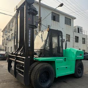 Chariot élévateur d'occasion Mitsubishi FD160, 16 tonnes, diesel, mât à trois sections, manutention de matériaux en entrepôt, haute qualité, transmission intégrale d'origine - Product Image 2